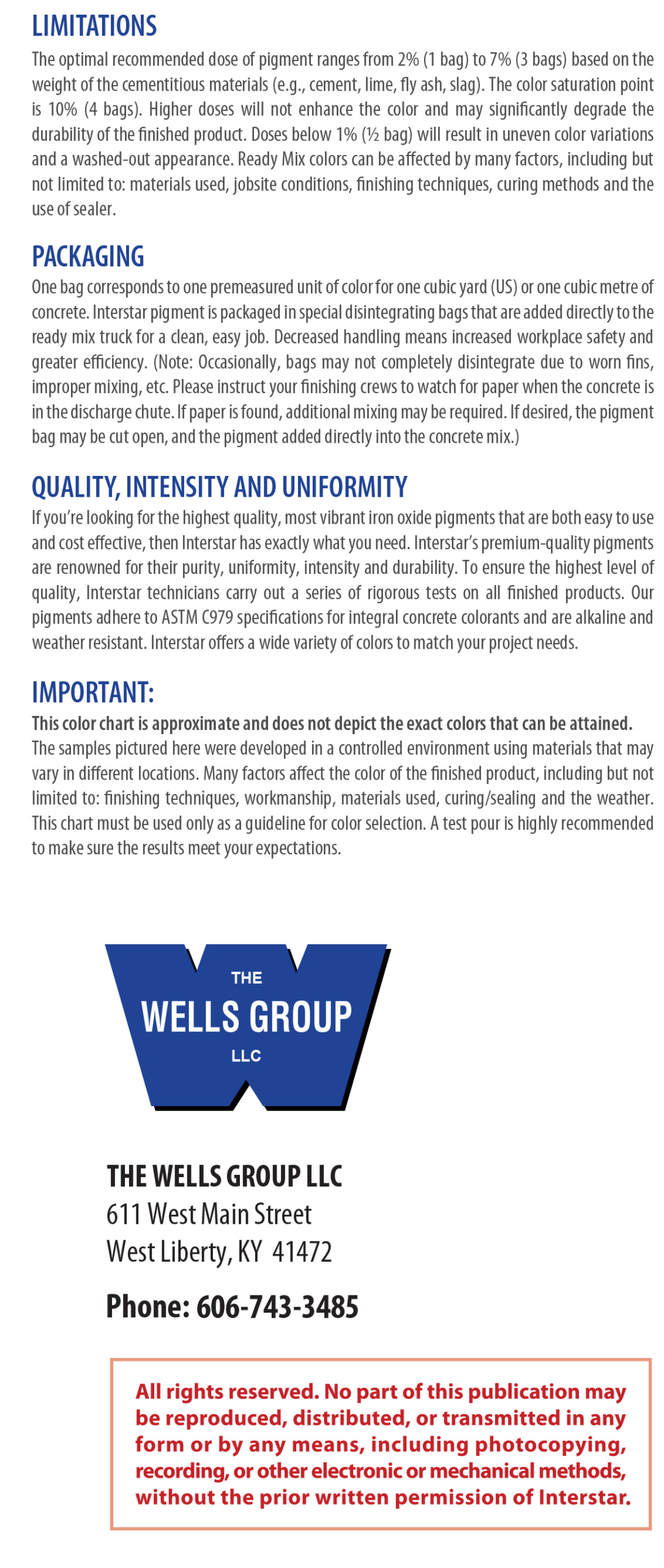Wells Group Concrete Color Chart Guide 1